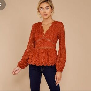 NWT Endless Rose Crochet Lace V-Neck Women's Blouse Top size smal